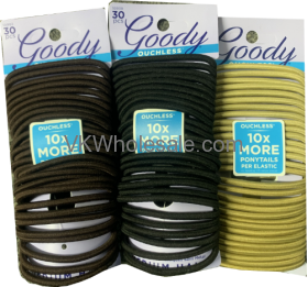 Goody Ouchless Elastics Assorted Black/Brown/Beige 30 CT