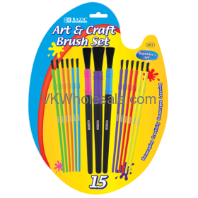 Assorted Size Kids Water Color PAINT Brush Set (15/Pack)