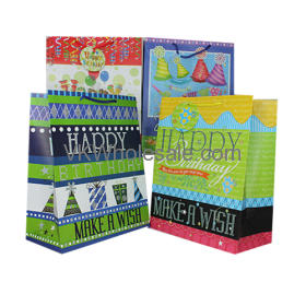 Happy Birthday Gift BAGS Glitter - Large 12 PC