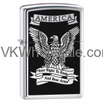 Zippo Lighter: America Eagle, Right to Bear Arms - High Polish Chrome 28290