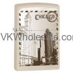 Zippo Classic City of Chicago White Matte Z100 Windproof Flint Lighter Wholesale