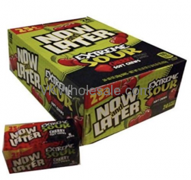 Now & Later Candy Extra Sour Cherry 24/6 PCS Bars Wholesale