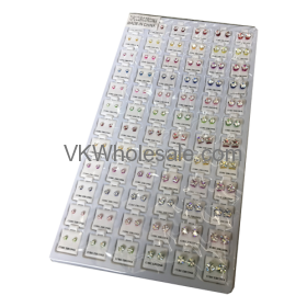Cubic Zirconia Stud Earrings Color Round & Square Mix Jewelry Refill Tray Wholesale